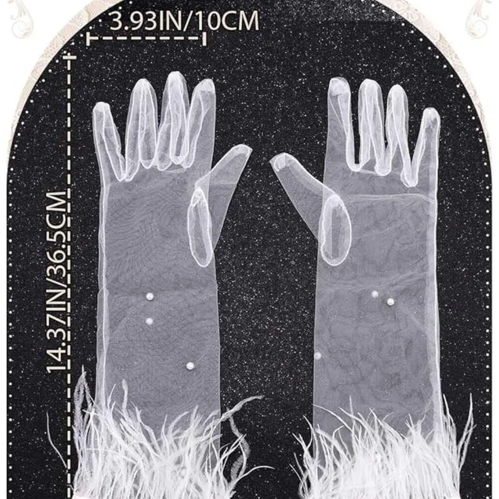 Lace Glove Pearl Tulle Gloves